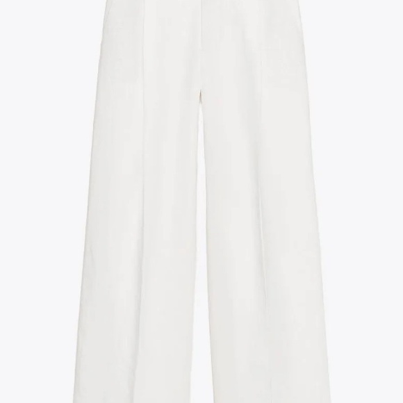 NWT Zara Crisp White Flared Pants size SMALL high waisted elegant and comfy - Picture 2 of 8